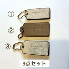 【3点セット】COACH コーチ ロゴ プレート ネームタグ チャーム レザー