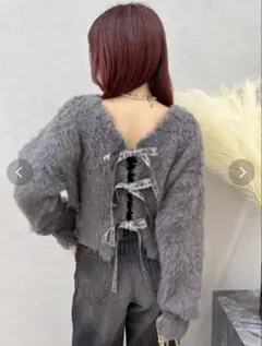 evris（エヴリス）の2wayリボンシャギーニットカーディガン