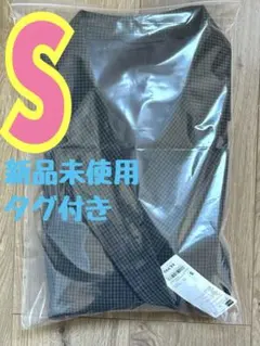 ジーユー ダブルブレストチェックジャケット ダークグレー S