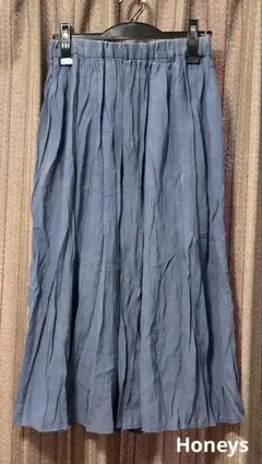 Honeys ロングスカート　ブルー　シワ加工