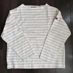 SAINTJAMESバスクシャツホワイトピンクストライプウェッソンルーズT1