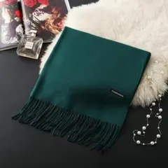 新品 大判ストール グリーン 緑 マフラー カシミヤの様な肌触り 厚手 ヘビー