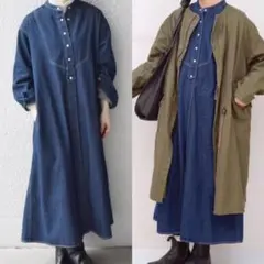SHIPS any デニム ブザム シャツ ワンピース