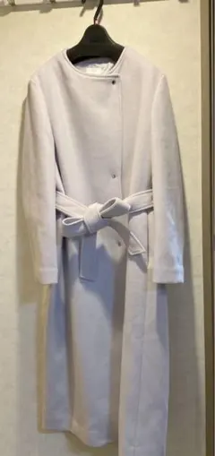 VIS ノーカラーロングコート　新品　ラベンダー