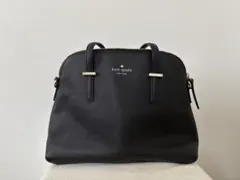 美品】ケイトスペード レザートートバッグ ブラック 舟形 スクエア 