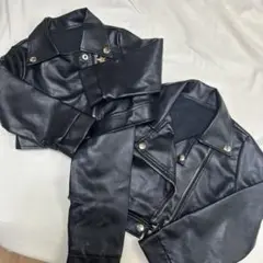SHEIN ブラック ライダースジャケット 4才・7歳　2点セット