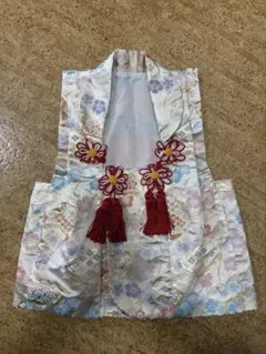 七五三 ひな祭り 花柄被布着 赤い房飾り付き