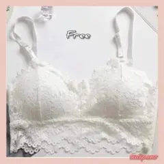 新品 エレガント 花柄  レース カップ付き キャミソール ホワイト フリー