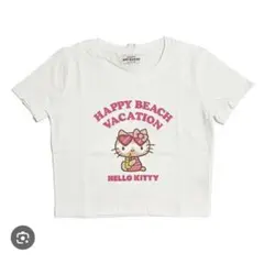 【沖縄限定】日焼けキティ　Tシャツ　ホワイトSサイズ　クロップド丈