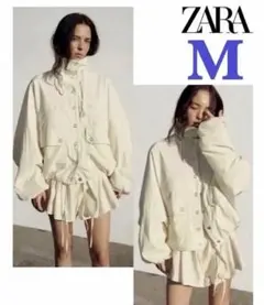 ZARA ナイロンポケットジャケット　XS 完売品⭐︎ZARA ナイロンポケットジャケット XS ベージュ - メルカリ