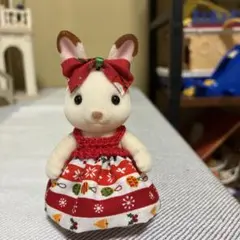 シルバニアファミリー ハンドメイド着せ替えドレス クリスマス柄
