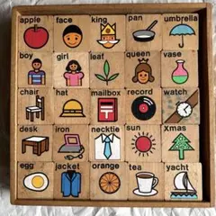 KAWAI製　積み木　知育玩具　英字表記　ドミノ　落書き、染みあり
