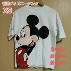 香港ディズニーランド】ミッキーマウス ビッグフェイス Tシャツ 白 XSサイズのサムネイル