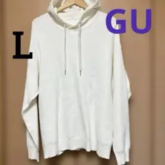 GUホワイトニットフード付きパーカー Lサイズ　未使用品
