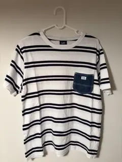Lee ボーダー Tシャツ デニムポケット　白　紺　ホワイト　ネイビー　Sのサムネイル