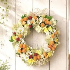 紅花リース 約27cm 黄色タイプ ドライフラワーリース 季節限定のお花