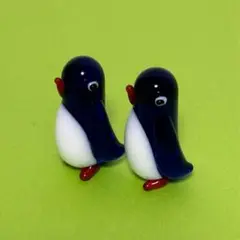 ガラス製ペンギンの置物 2個セット　約5cm