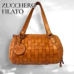 ZUCCHERO FILATO 編み込み レザー ハンドバッグ 本革 ブラウン