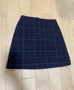 【美品】UNIQLO 台形ミニスカート タイト秋冬 ブラック チェック ユニクロ