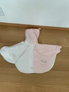 フード付きおくるみ ピンク/ホワイト