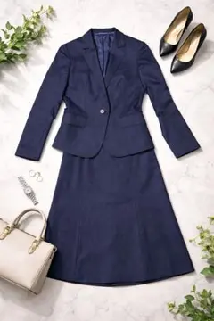 THE SUIT COMPANY she ストライプ スカートスーツ 濃紺　Ｍ