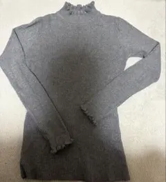 メロウネック リブニット 長袖 グレー