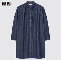 UNIQLO U デニム長袖シャツワンピース 120 ブルー