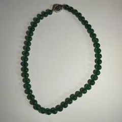 天然 翡翠 ビーズネックレス SILVER 留め具