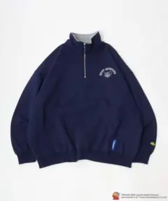 SEQUENZトムとジェリー ハーフジップ 刺繍 バックプリント スウェット