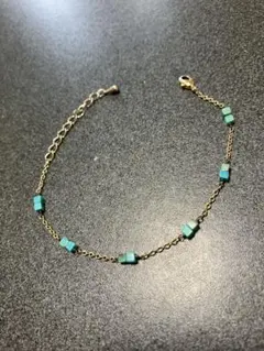 ターコイズビーズチェーンブレスレット