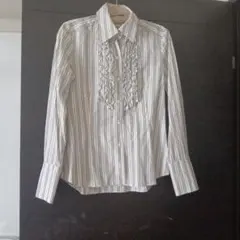BURBERRY BLUE LABEL ストライプ フリルシャツ 38のサムネイル