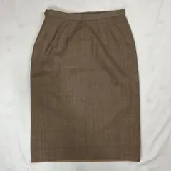 古着 ブラウン ミモレ丈 スカート L きれいめ しっかり生地