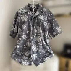Comme ça Commun 半袖花柄シャツ グレーのサムネイル