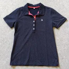 美品　レディースポロシャツ　Lサイズ　紺色ドット柄　お値下げ