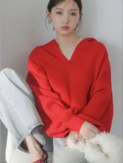 新品♡ダズリン♡ 【吉田朱里】リラックスニットフーディ♡レッド