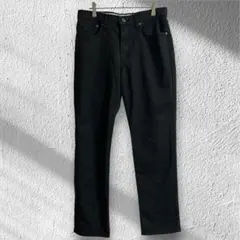 エドウィン　リネン混　テーパードパンツ　ロゴタグ入り　ブラック　L