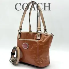 コーチ トートバッグ ショルダーバッグ シグネチャー エナメル2way