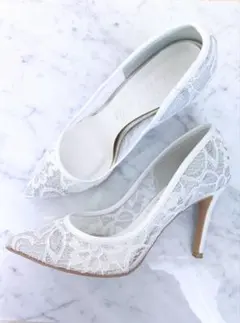 美品 DIANA ダイアナ レースチュールパンプス