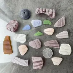 シーグラス ＊レアカラー 模様入り 紫 ピンク 緑 青 No.473