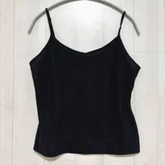 黒キャミソール テロテロ素材 レイヤード PSサイズ シフォン ブラック