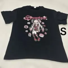 【新品未使用品】サブカル系地雷系テイストの半袖TシャツＳサイズ ブラック×ピンク