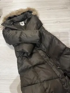 MICHEL KLEIN ダウンコート ファー付きフード ロング丈 ブラウン 