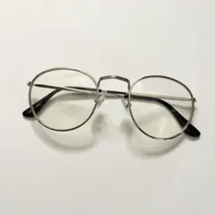 伊達メガネ☆シルバー メタルフレーム クリアレンズ メガネ