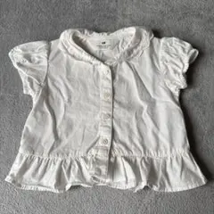 H&M ホワイト フリル 半袖シャツ 98/104