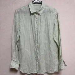 23区　麻ストライプ長袖シャツ