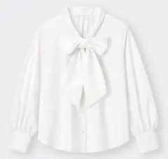 ボウタイブラウス 長袖 白