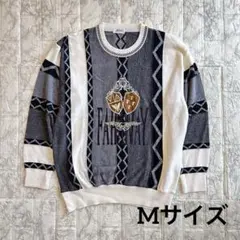 麻混 刺繍セーター 00's vintage レトロ 日本製 y2k トラッド