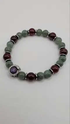 天然石ブレスレット 翡翠×オレンジガーネット（1月誕生石）15cm お守り