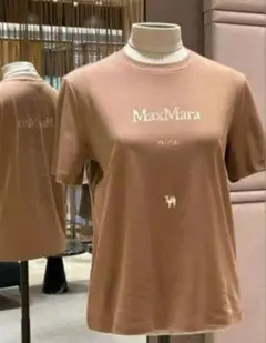 S MaxMara The Cube Tシャツ 半袖　ロゴ　キャメル　ロゴ入り