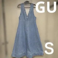 GU デニム　ジャンパースカート　S ライトブルー　フレア